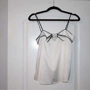 Central Park West White Camisole with Black Bow
